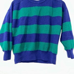 Madewell Blue and Green Striped Crewneck Sweater 100% merino wool!